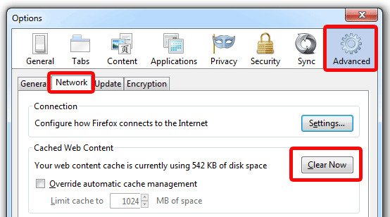 Clear cache in Mozilla Firefox