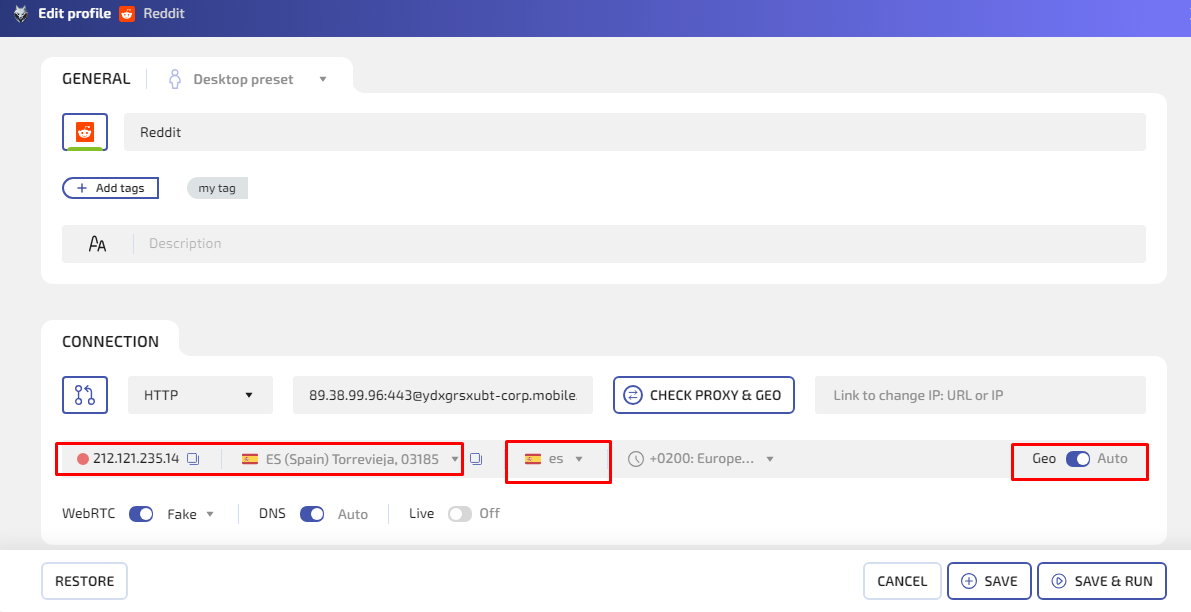 language settings in antidetect browser