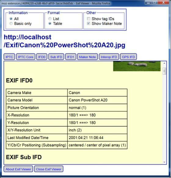 удобные расширения Exif Viewer или FxIF
