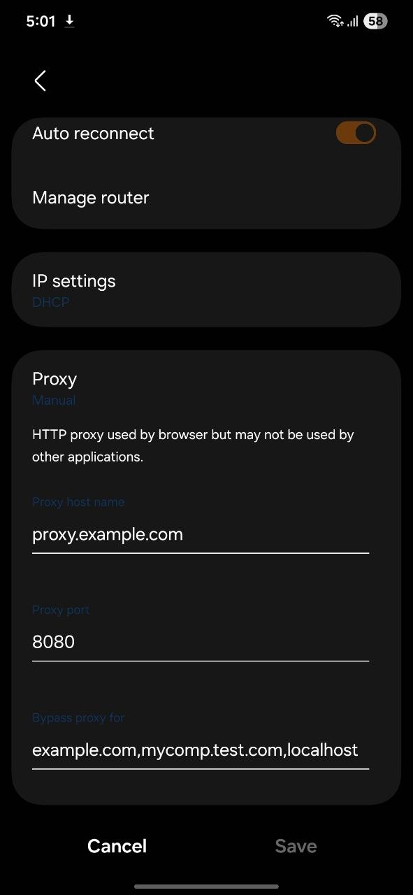 Configure a proxy on Android